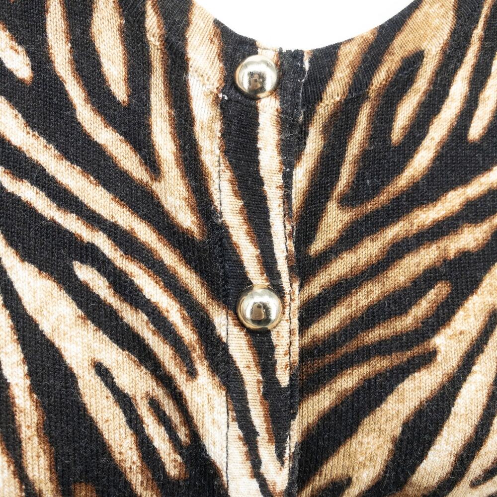 WHBM Womens Zebra Print Cardigan Small Brown Black Snap Button - Picture 5 of 13